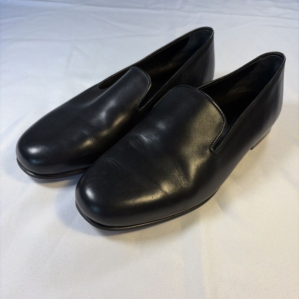 George Patrick Slip On Loafers Black Leather 10.5 EE
